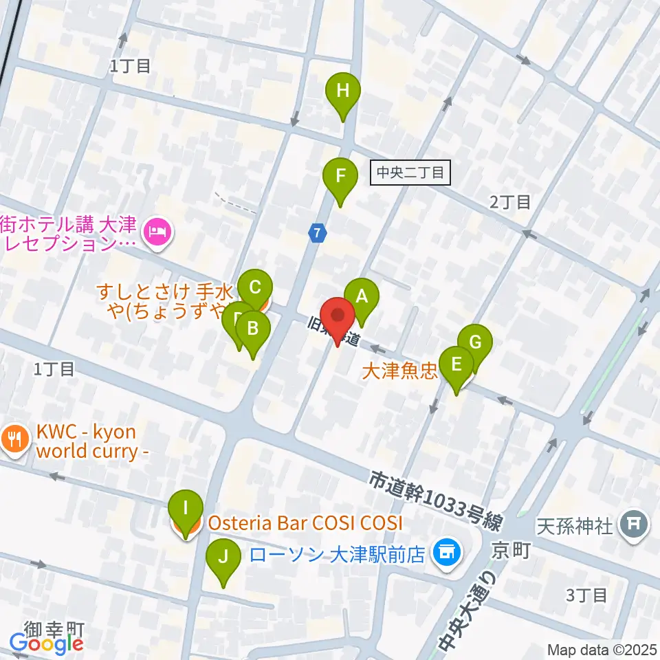 初音屋楽器周辺のファミレス・ファーストフード一覧地図