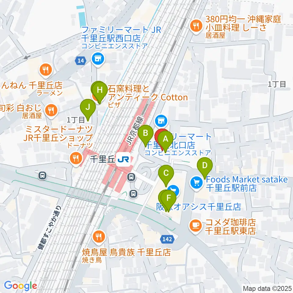 古川皓一バイオリン工房周辺のファミレス・ファーストフード一覧地図
