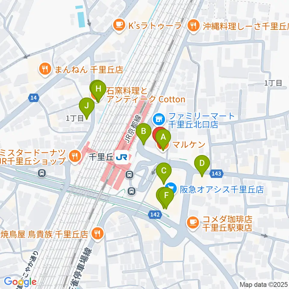 古川皓一バイオリン工房周辺のファミレス・ファーストフード一覧地図