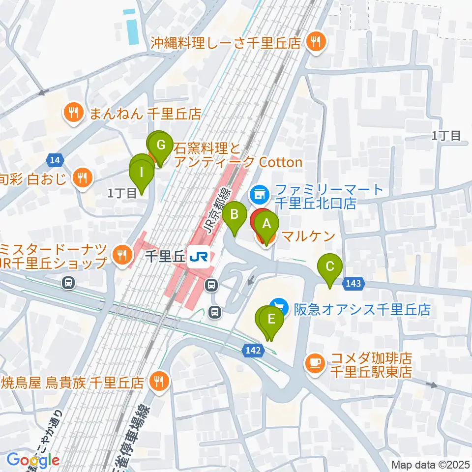 古川皓一バイオリン工房周辺のファミレス・ファーストフード一覧地図