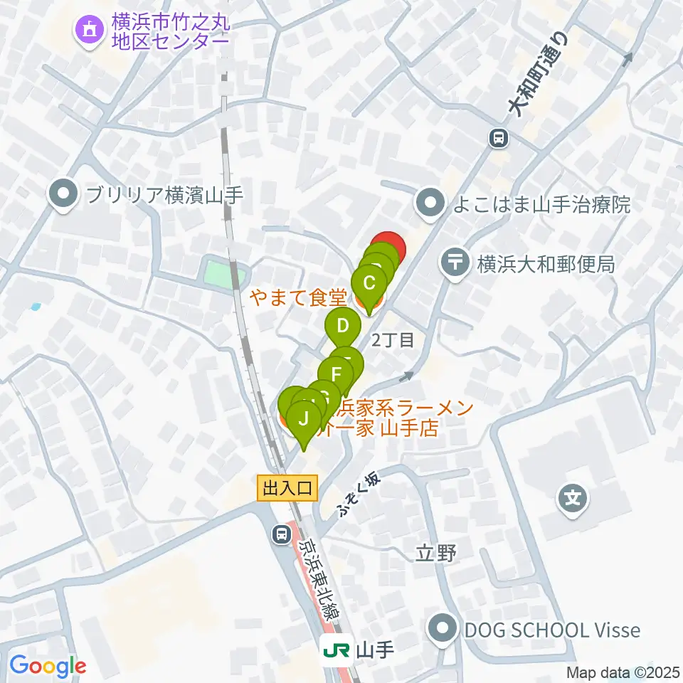 エルモア周辺のファミレス・ファーストフード一覧地図