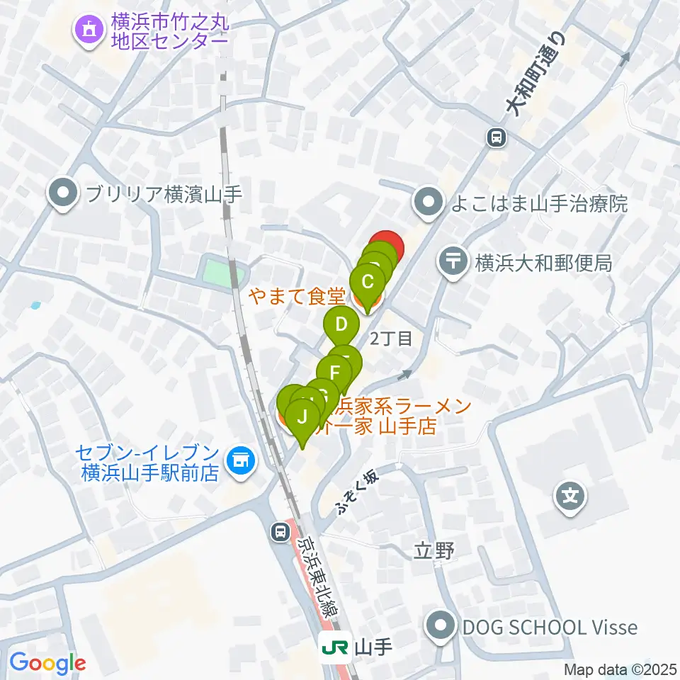 エルモア周辺のファミレス・ファーストフード一覧地図