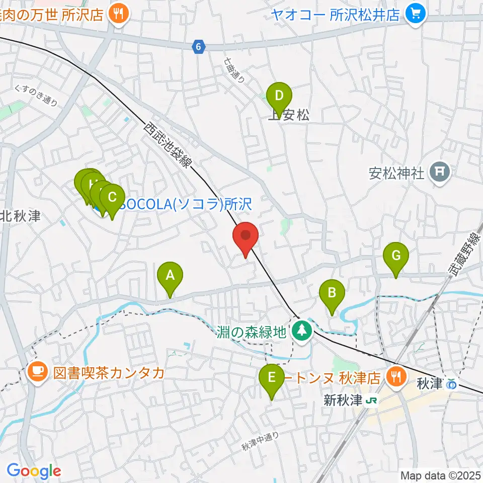 GRINNING DOG studio周辺のファミレス・ファーストフード一覧地図
