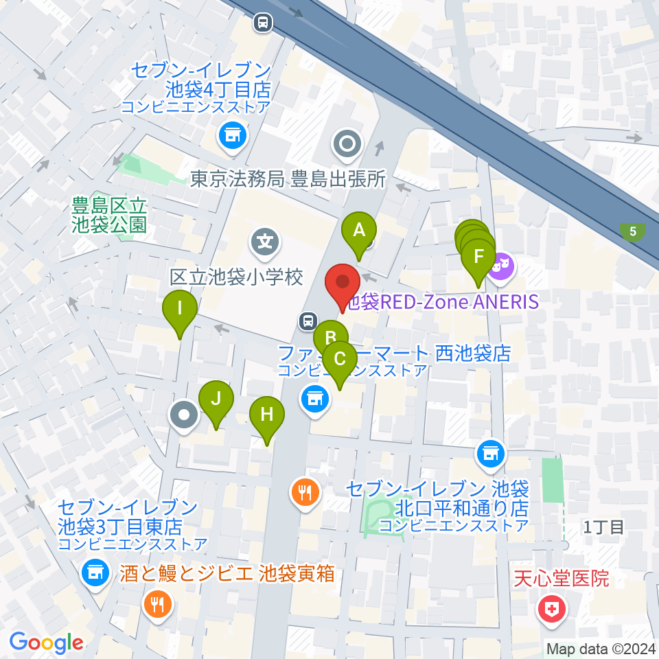 ジーテックオフィス周辺のファミレス・ファーストフード一覧地図