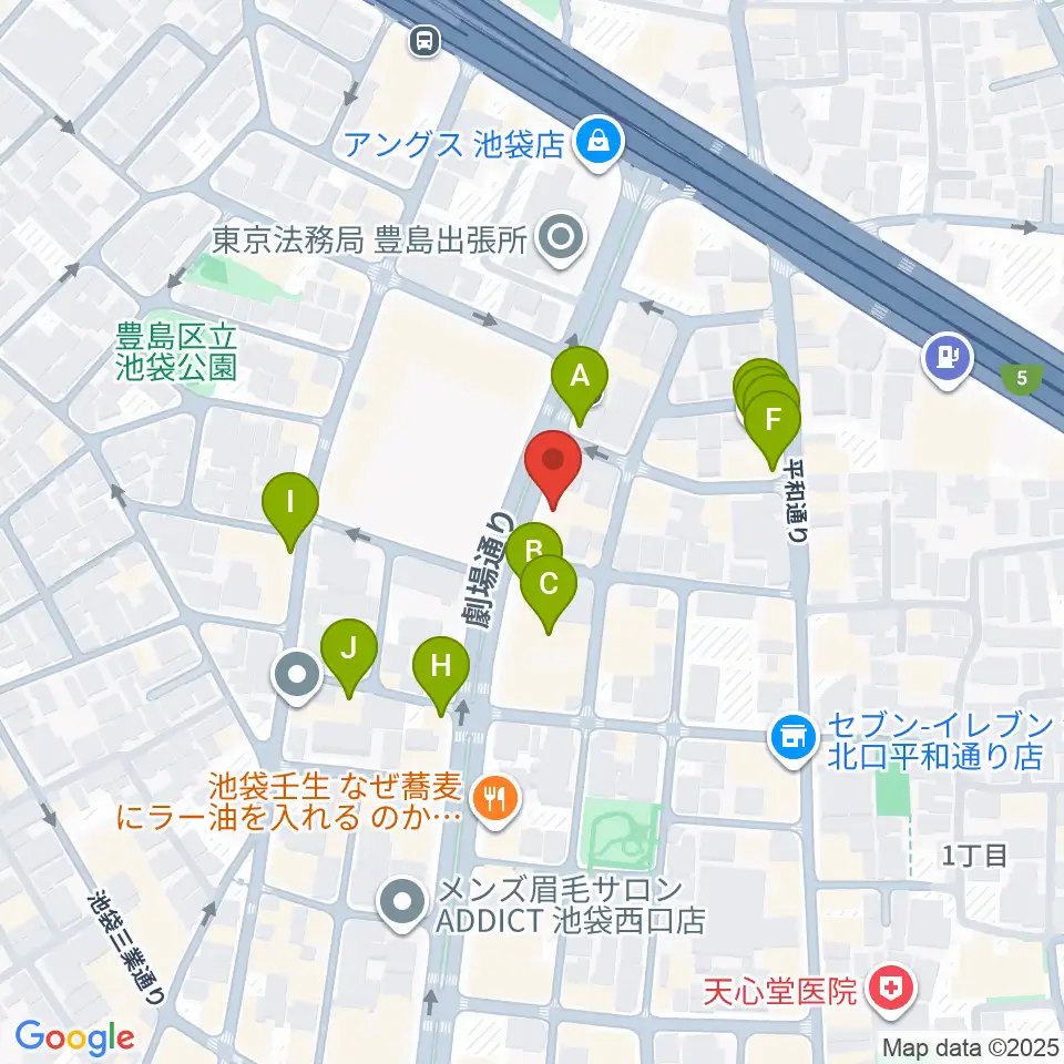 ジーテックオフィス周辺のファミレス・ファーストフード一覧地図