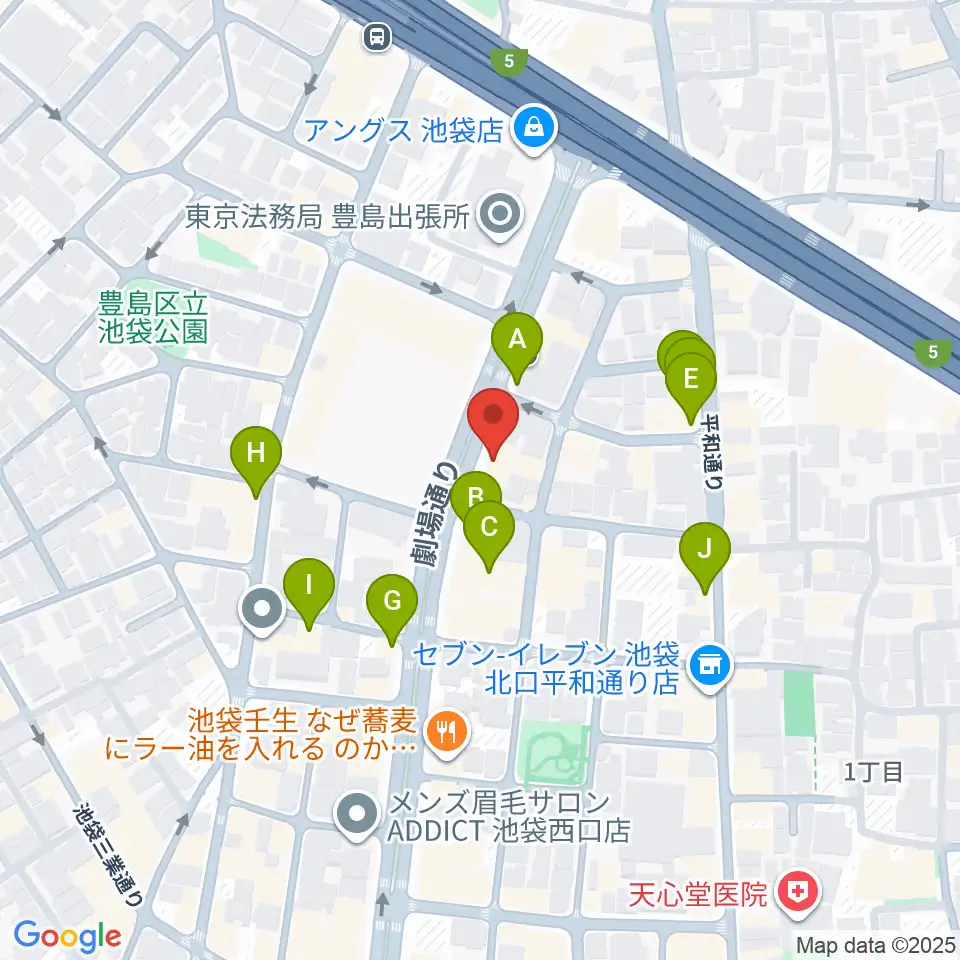 ジーテックオフィス周辺のファミレス・ファーストフード一覧地図