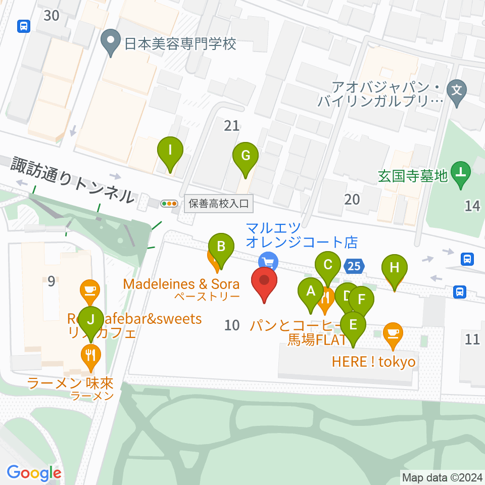 ハセカン ハセガワ管楽器工房周辺のファミレス・ファーストフード一覧地図