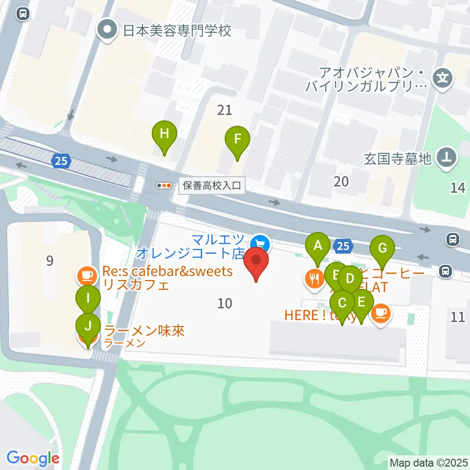 ハセカン ハセガワ管楽器工房周辺のファミレス・ファーストフード一覧地図