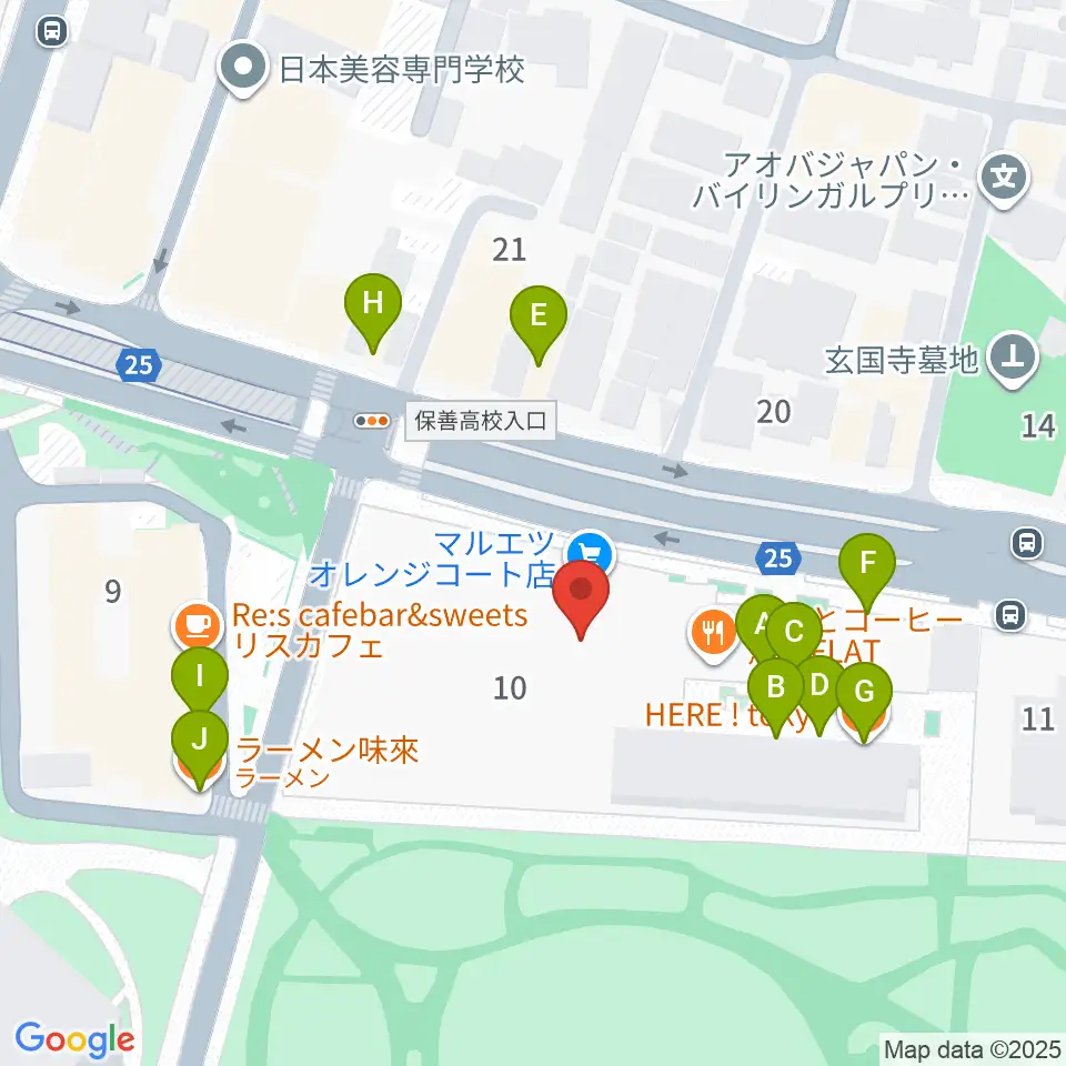 ハセカン ハセガワ管楽器工房周辺のファミレス・ファーストフード一覧地図