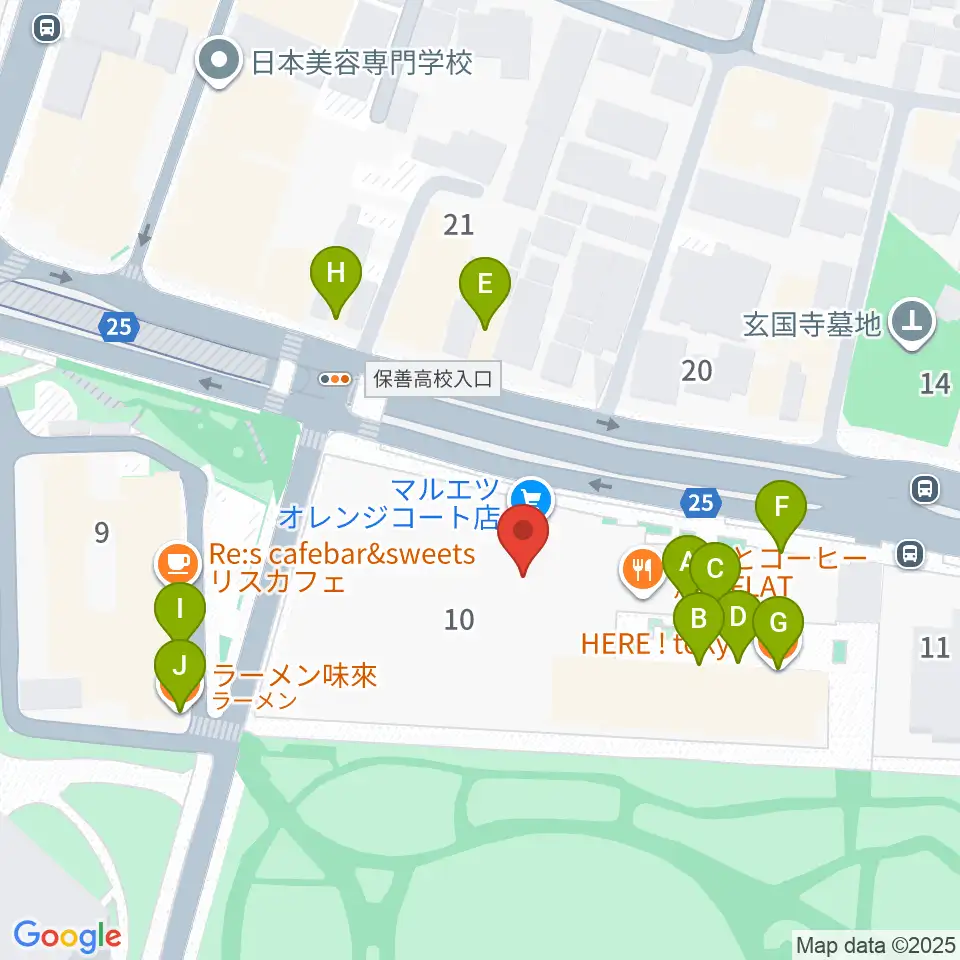 ハセカン ハセガワ管楽器工房周辺のファミレス・ファーストフード一覧地図