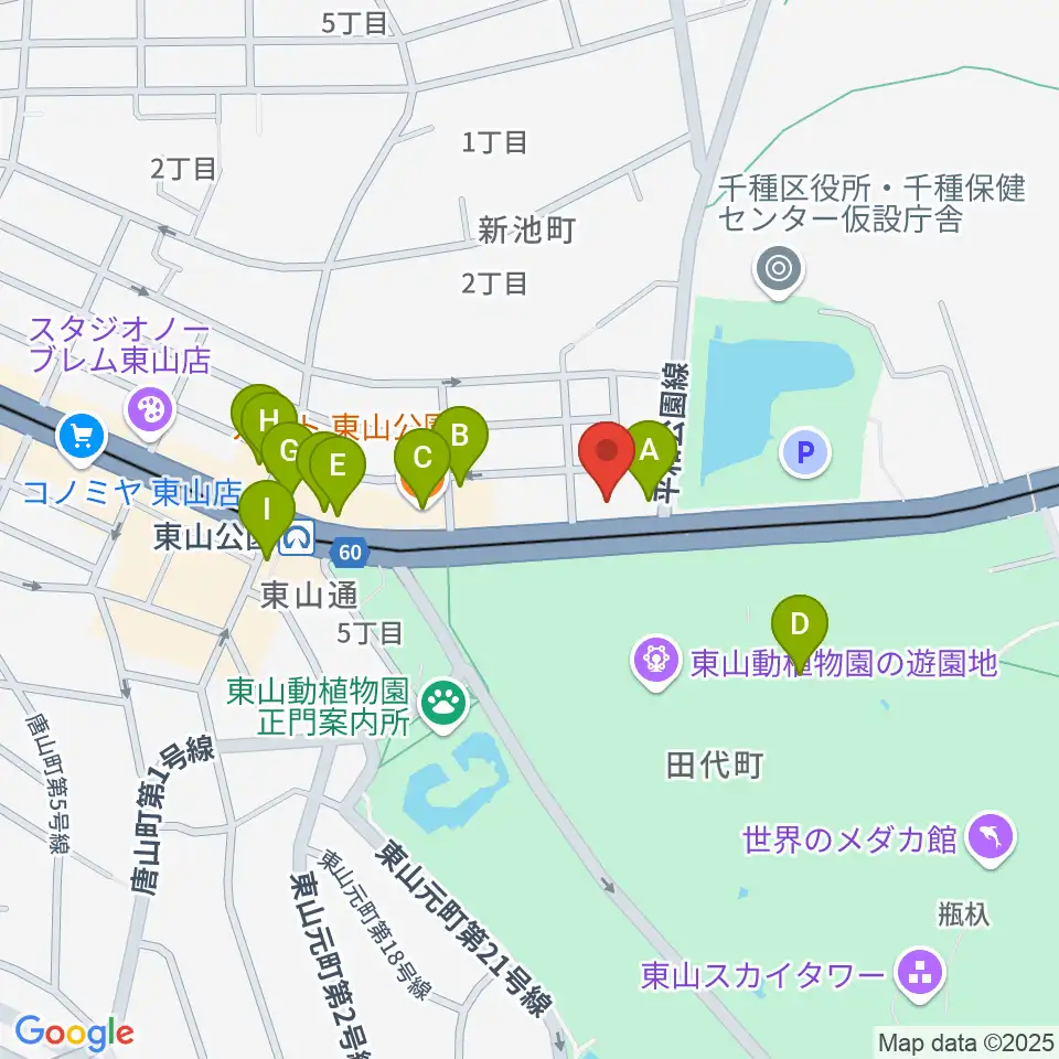 磯貝工房周辺のファミレス・ファーストフード一覧地図