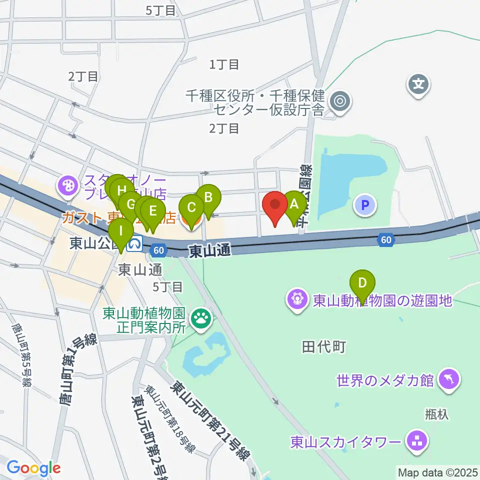 磯貝工房周辺のファミレス・ファーストフード一覧地図