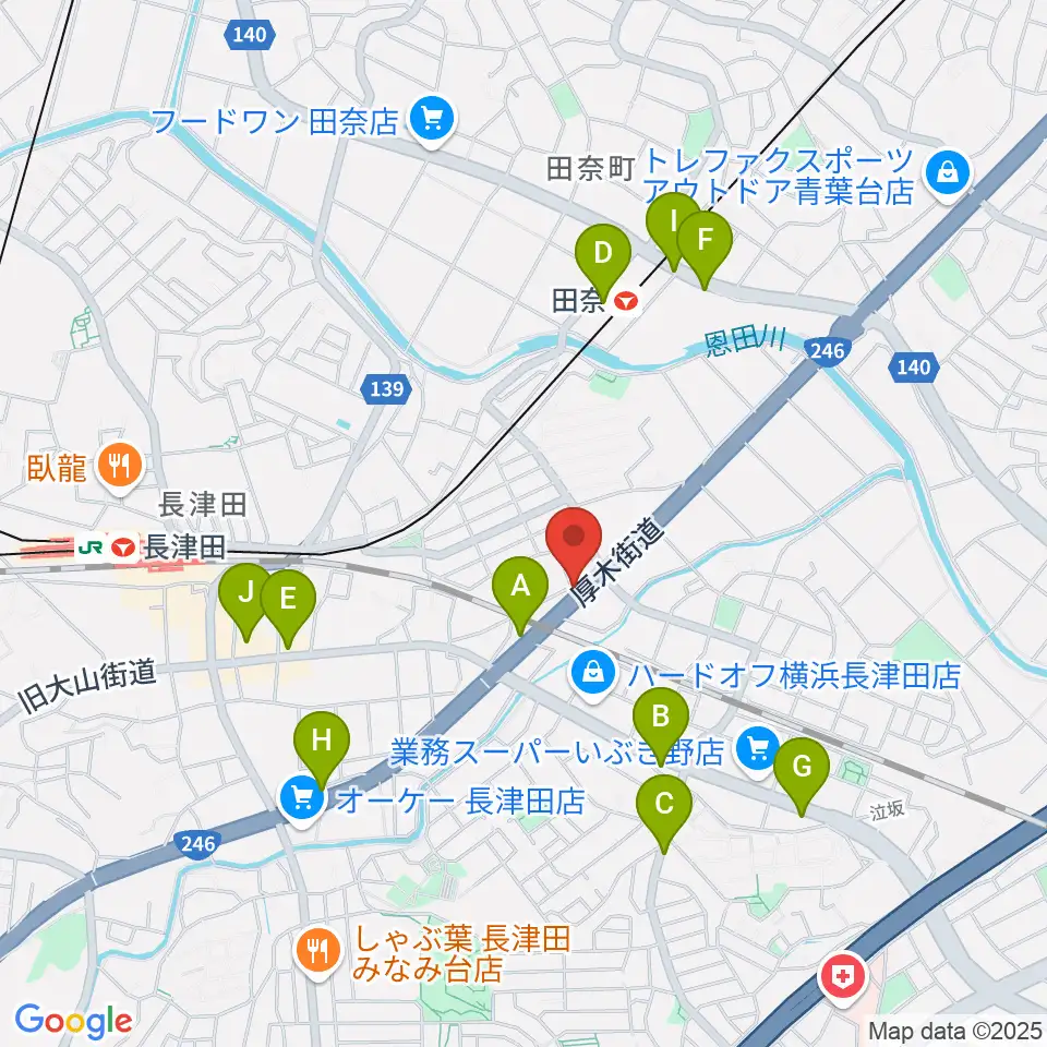 管楽器工房 ブレーザーシュトラッセ周辺のファミレス・ファーストフード一覧地図