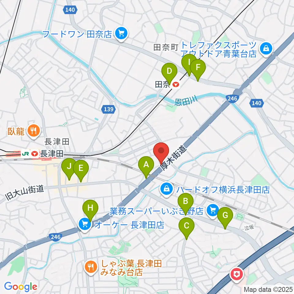 管楽器工房 ブレーザーシュトラッセ周辺のファミレス・ファーストフード一覧地図