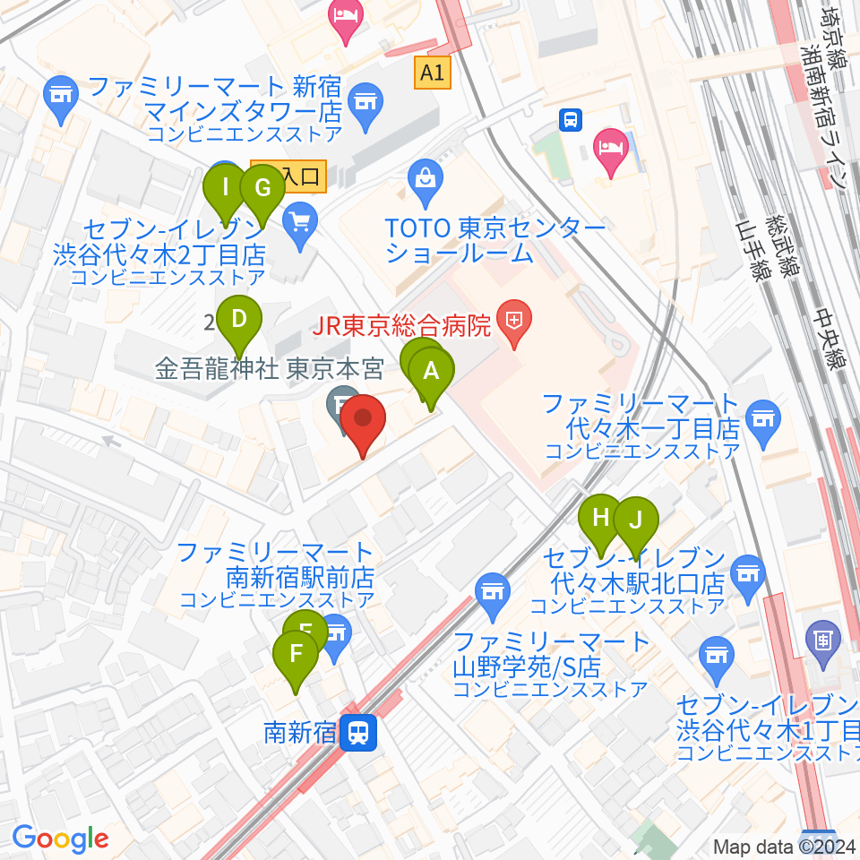 絃楽器のイグチ周辺のファミレス・ファーストフード一覧地図