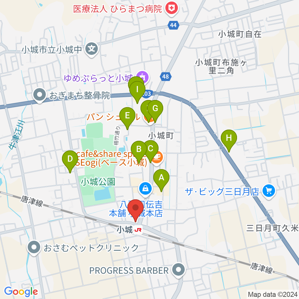 KANファクトリー周辺のファミレス・ファーストフード一覧地図