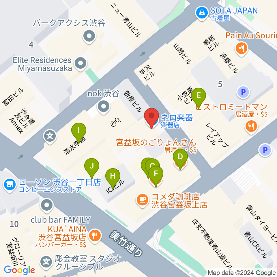 ネロ楽器周辺のファミレス・ファーストフード一覧地図