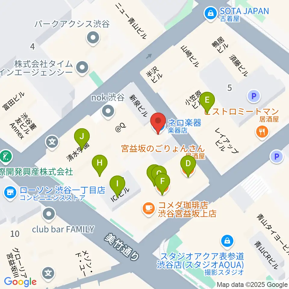 ネロ楽器周辺のファミレス・ファーストフード一覧地図
