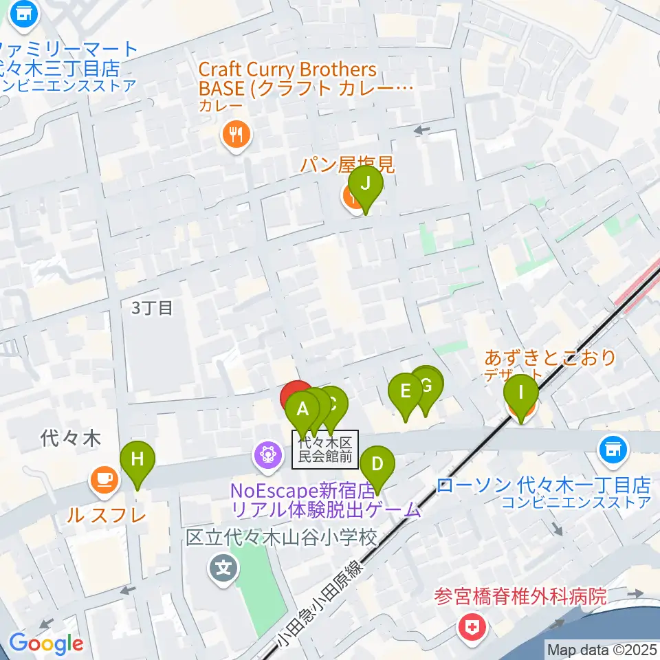 オープンエアースタジオ周辺のファミレス・ファーストフード一覧地図