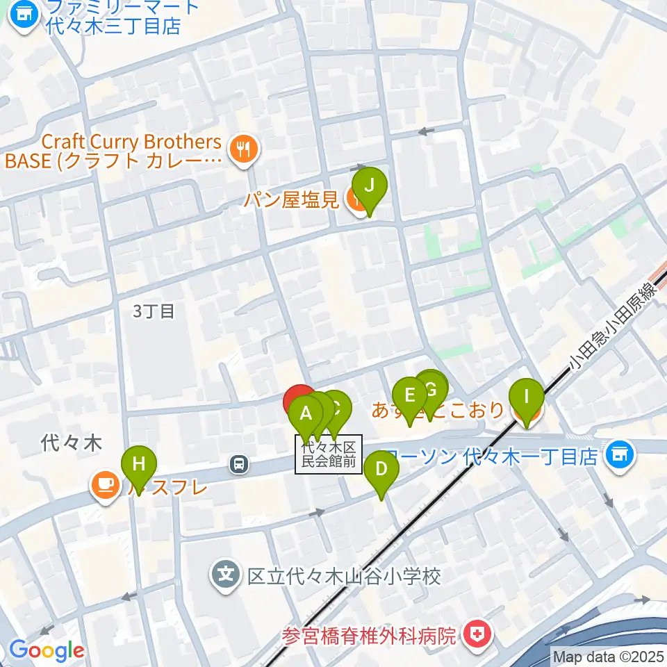 オープンエアースタジオ周辺のファミレス・ファーストフード一覧地図