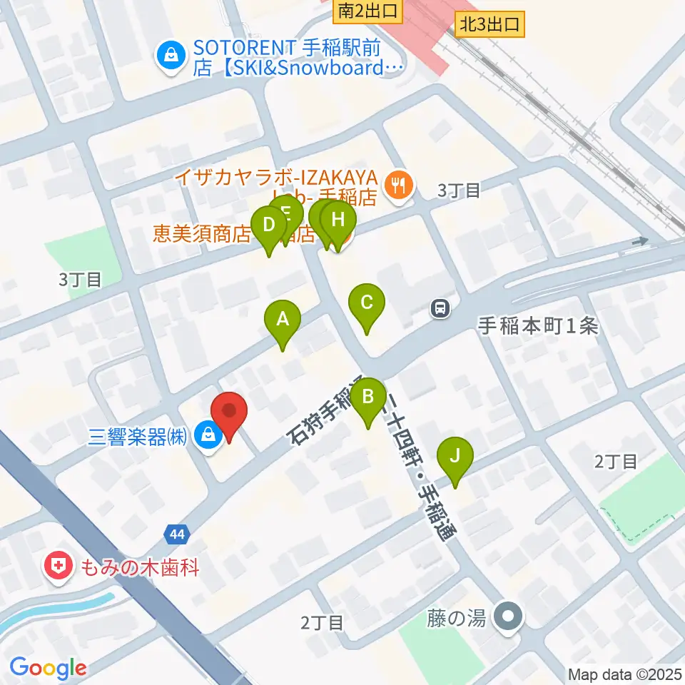 三響楽器周辺のファミレス・ファーストフード一覧地図