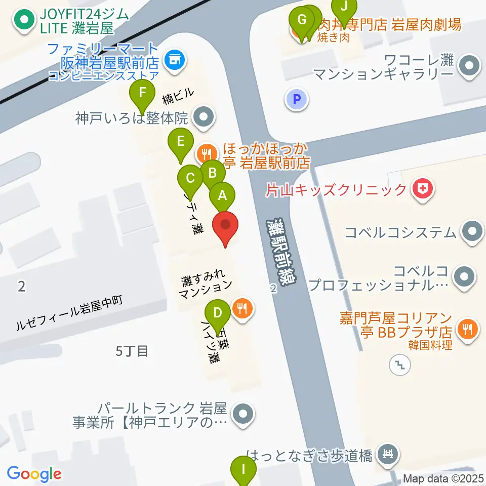 ゼーレ弦楽器工房周辺のファミレス・ファーストフード一覧地図