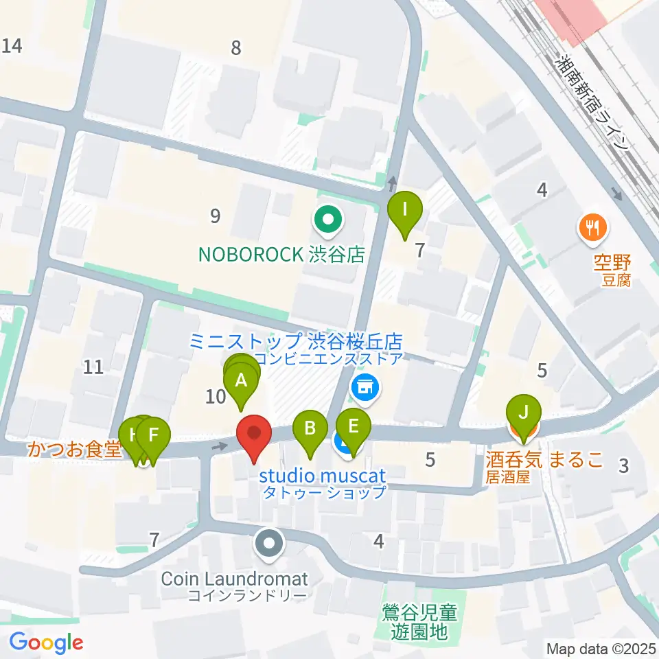 楽器レンタルドットコム周辺のファミレス・ファーストフード一覧地図