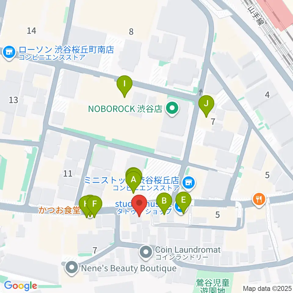 楽器レンタルドットコム周辺のファミレス・ファーストフード一覧地図