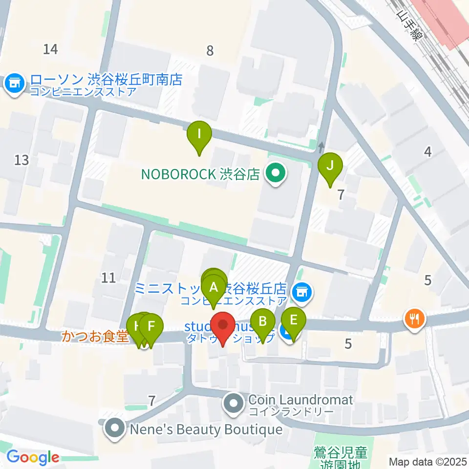 楽器レンタルドットコム周辺のファミレス・ファーストフード一覧地図