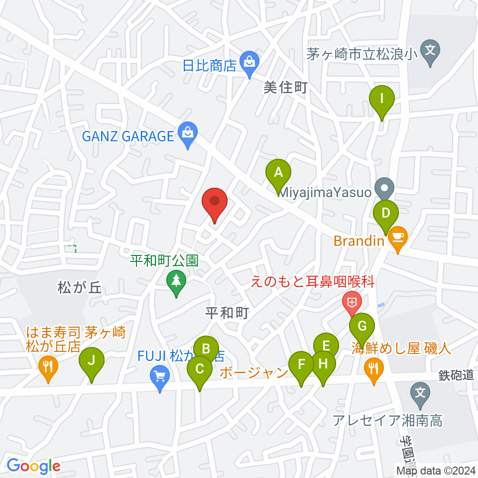 カホン工房 茅ヶ崎カホン周辺のファミレス・ファーストフード一覧地図