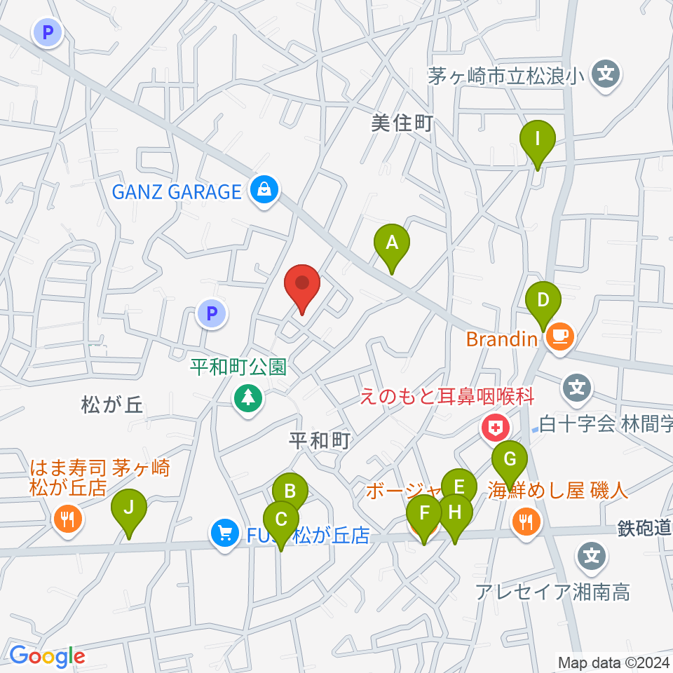 カホン工房 茅ヶ崎カホン周辺のファミレス・ファーストフード一覧地図