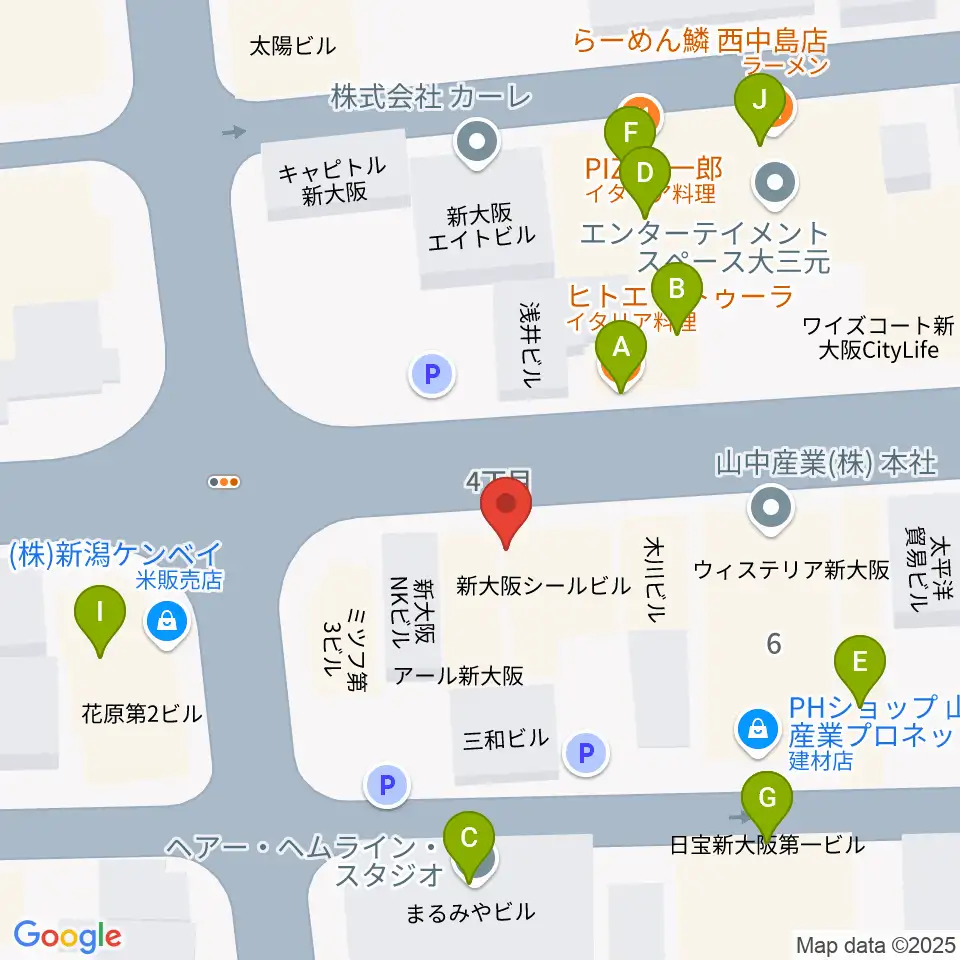 十三堂楽器周辺のファミレス・ファーストフード一覧地図