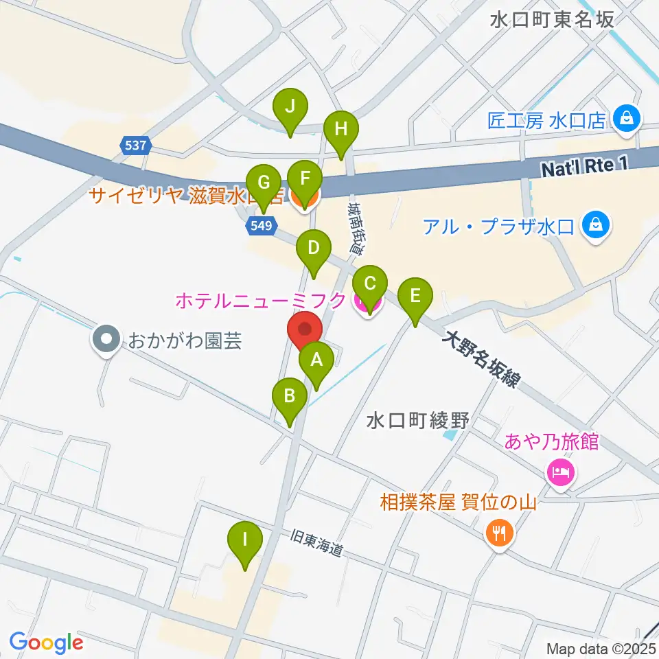 サンクス楽器周辺のファミレス・ファーストフード一覧地図