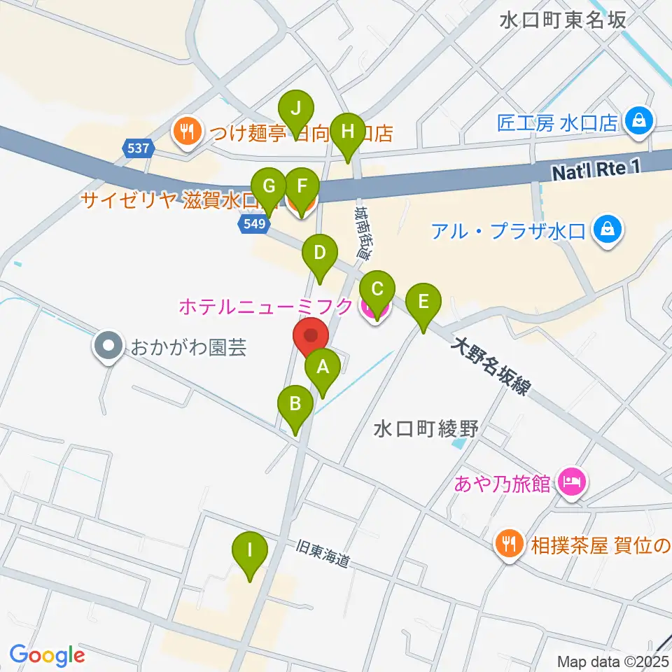 サンクス楽器周辺のファミレス・ファーストフード一覧地図