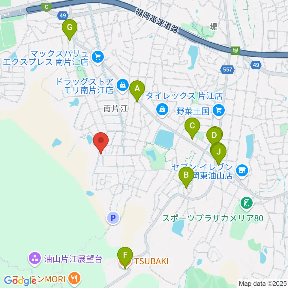 福岡あこや周辺のファミレス・ファーストフード一覧地図