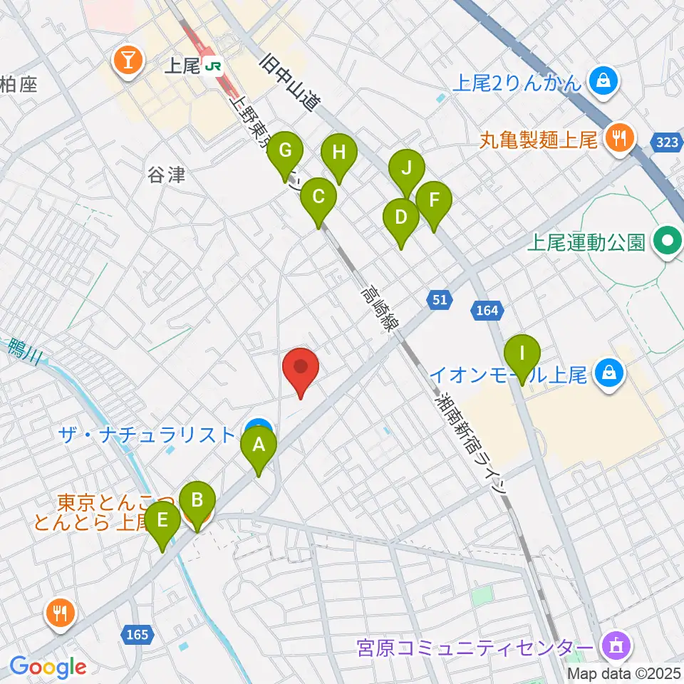 アーモンドグリーン周辺のファミレス・ファーストフード一覧地図