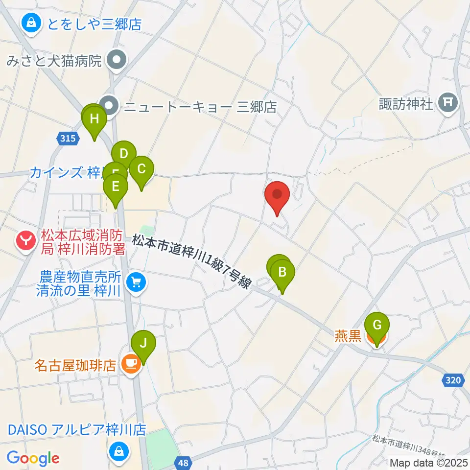 エンジェルスハープ工房 オフィスドルチェ周辺のファミレス・ファーストフード一覧地図