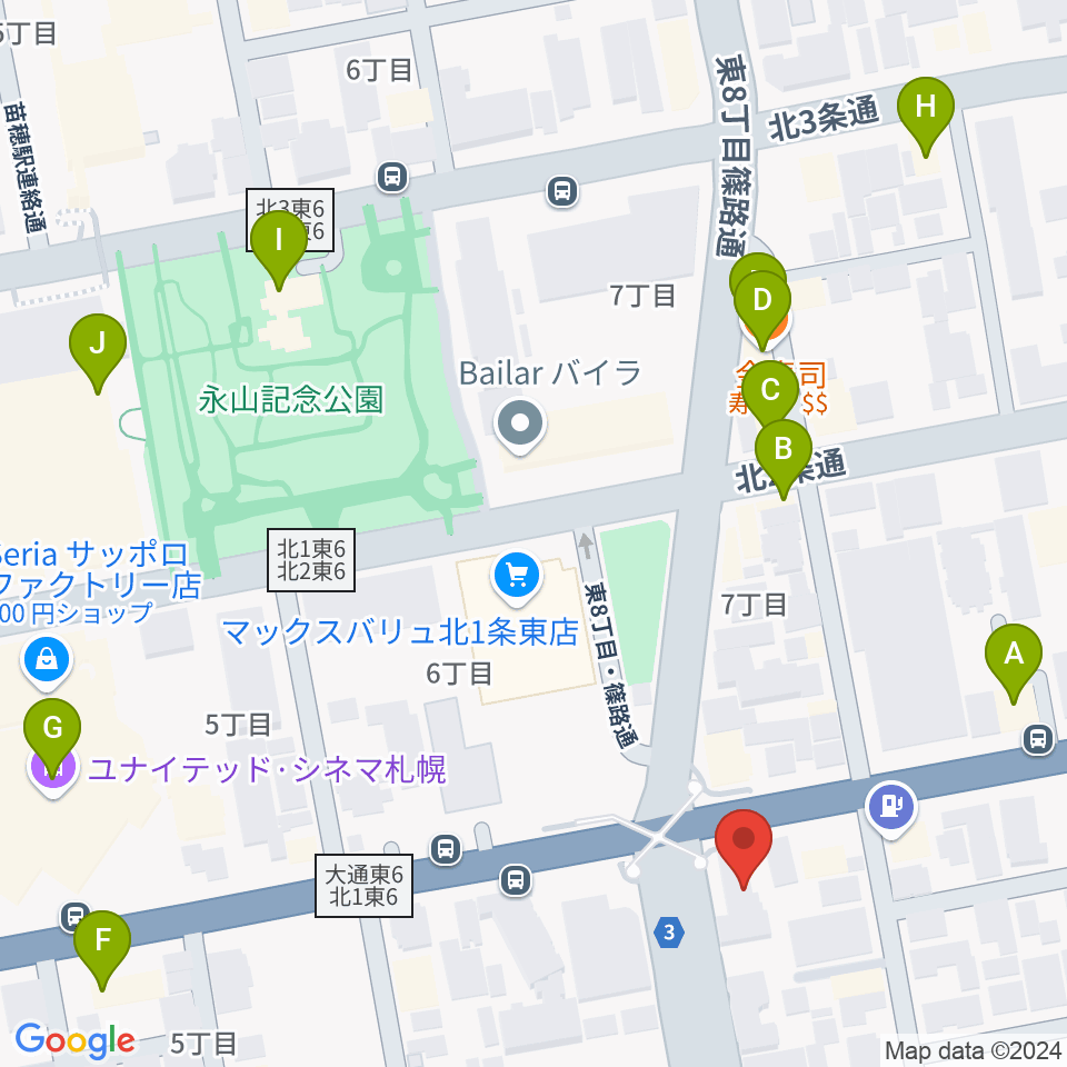 アトリエ・ビー・ウィンド周辺のファミレス・ファーストフード一覧地図