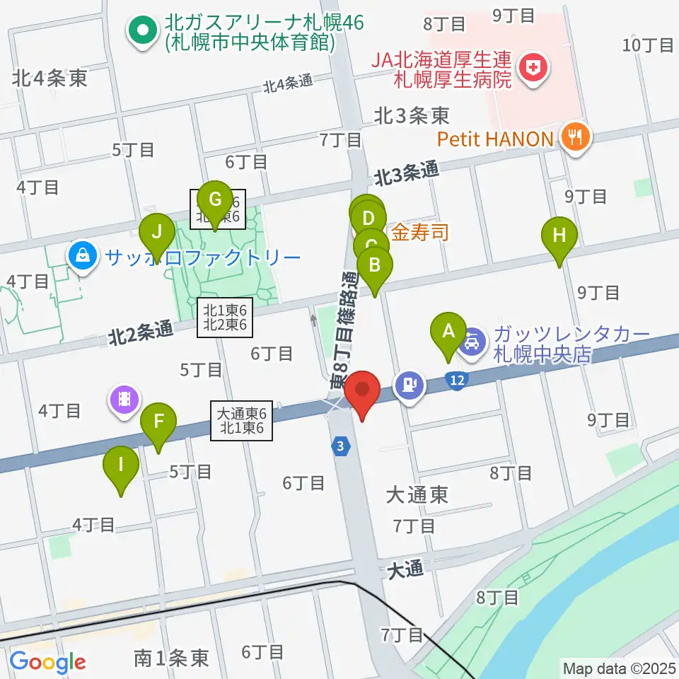 アトリエ・ビー・ウィンド周辺のファミレス・ファーストフード一覧地図