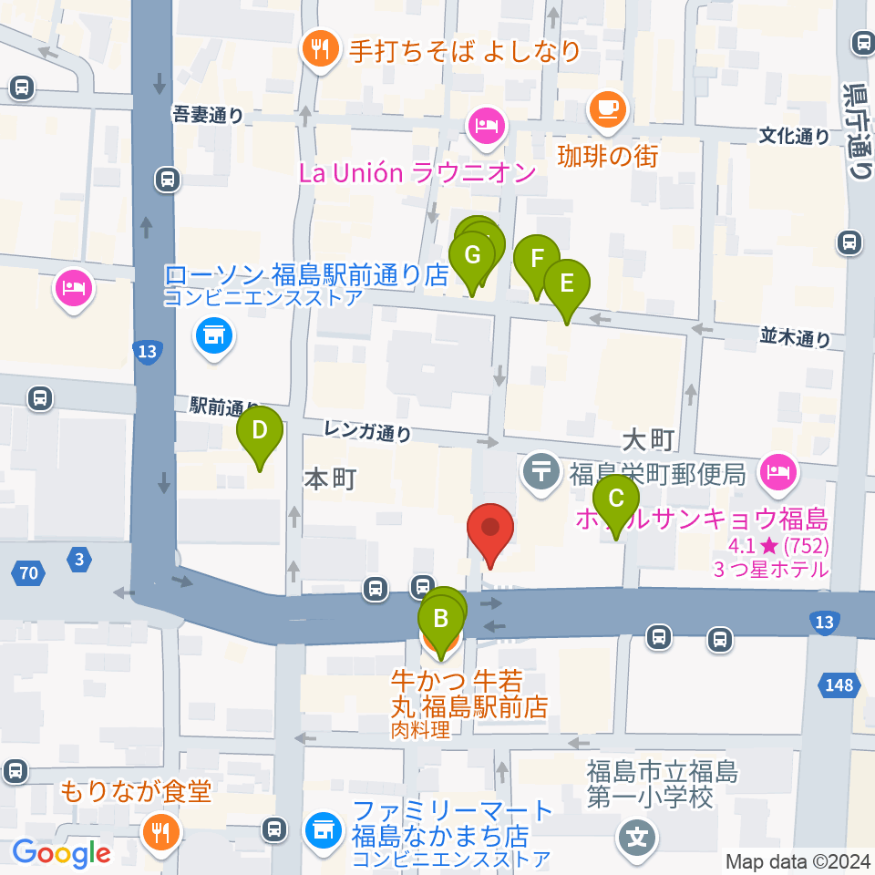 アイヴィー楽器周辺のファミレス・ファーストフード一覧地図