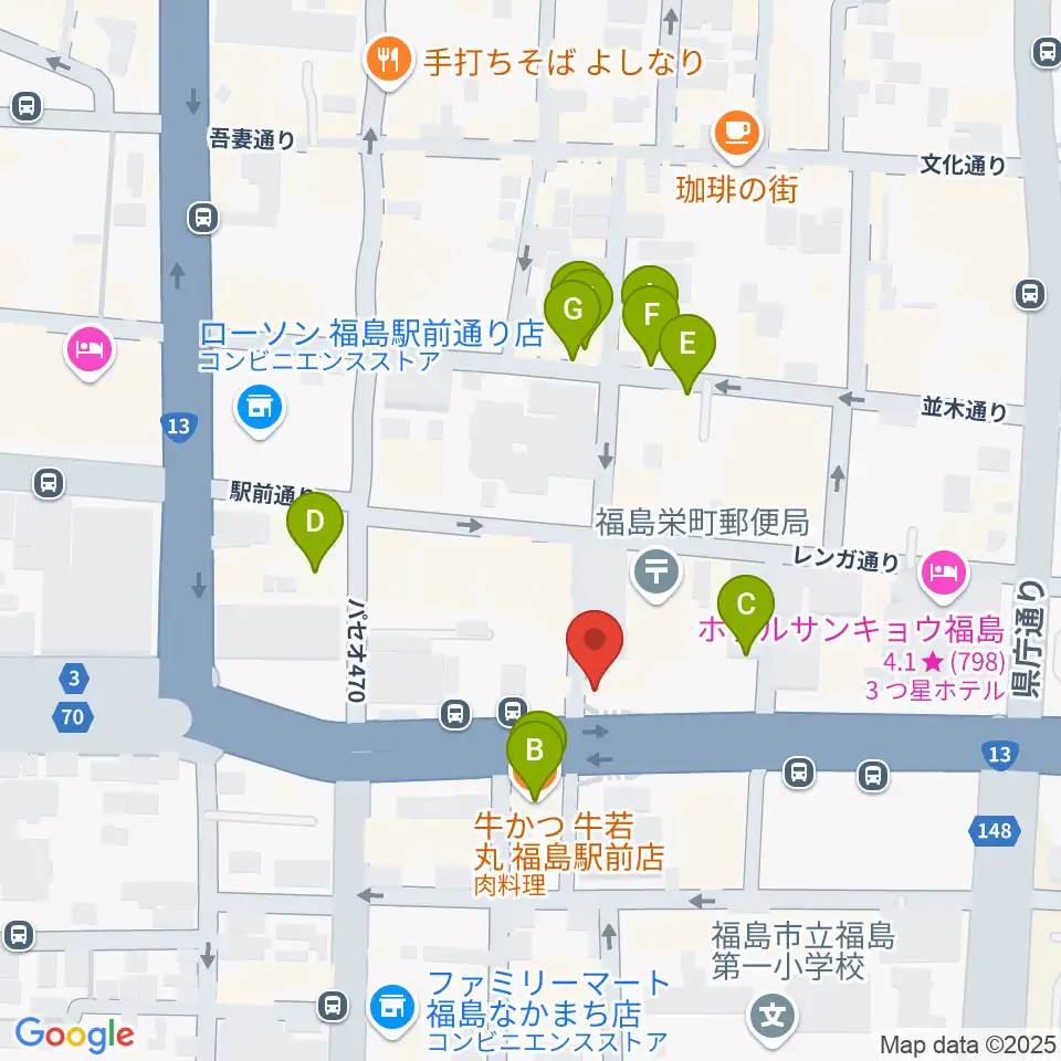 アイヴィー楽器周辺のファミレス・ファーストフード一覧地図