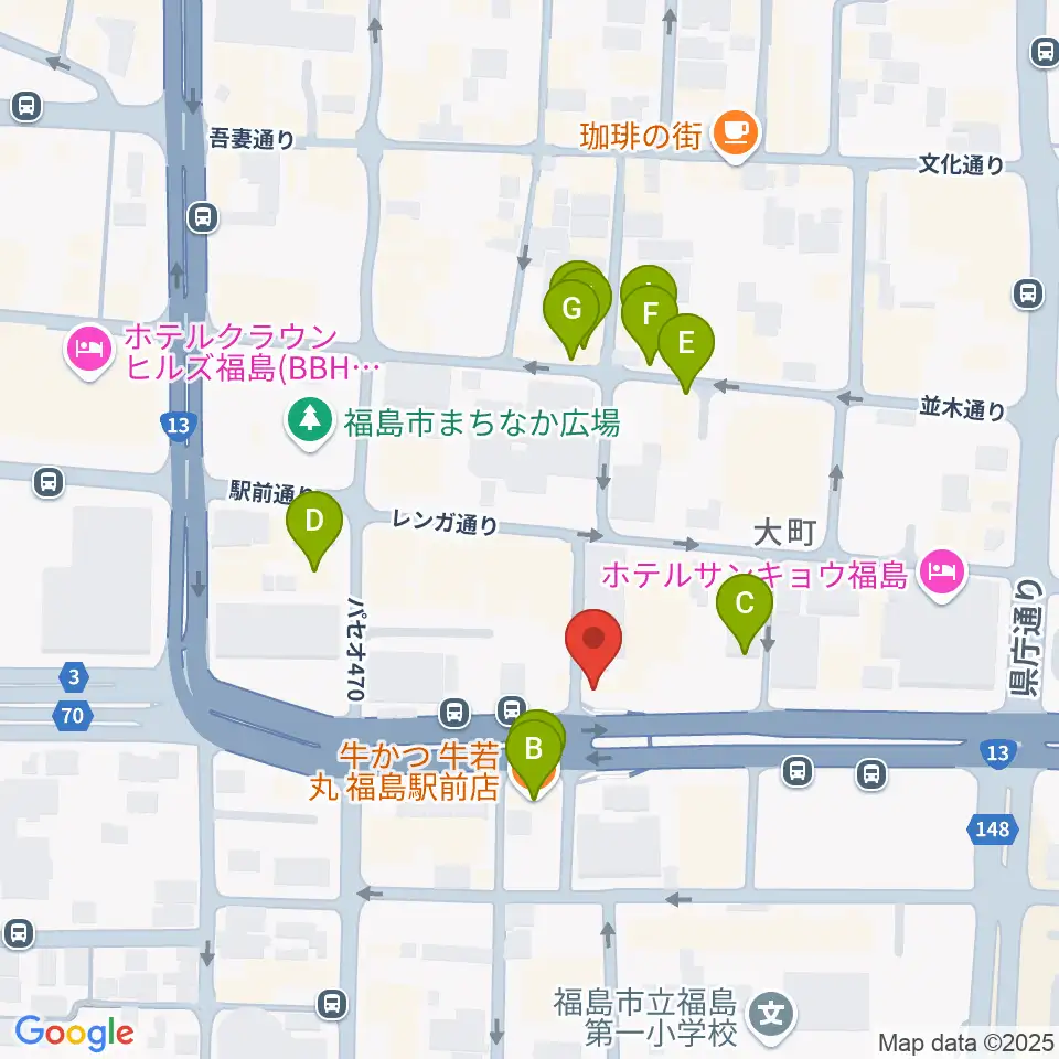 アイヴィー楽器周辺のファミレス・ファーストフード一覧地図