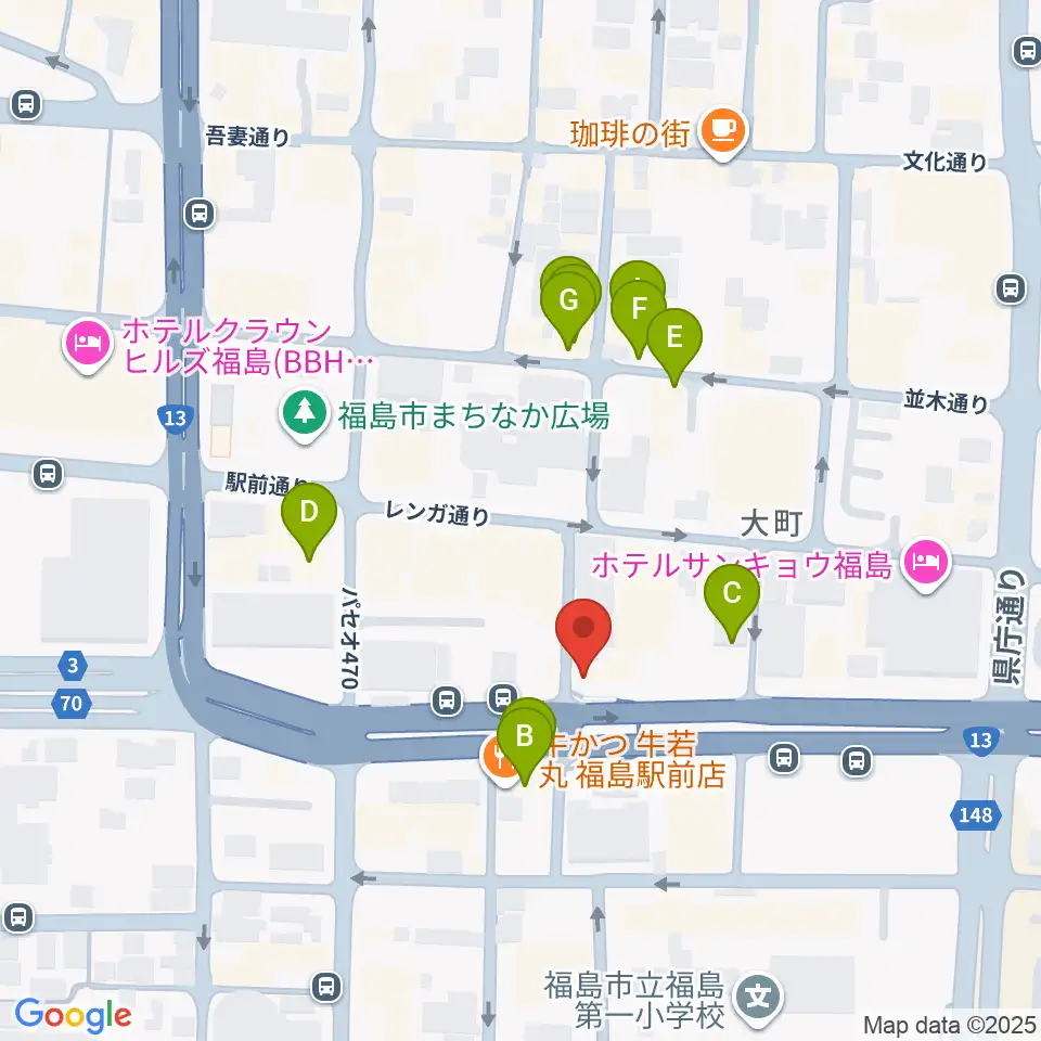 アイヴィー楽器周辺のファミレス・ファーストフード一覧地図