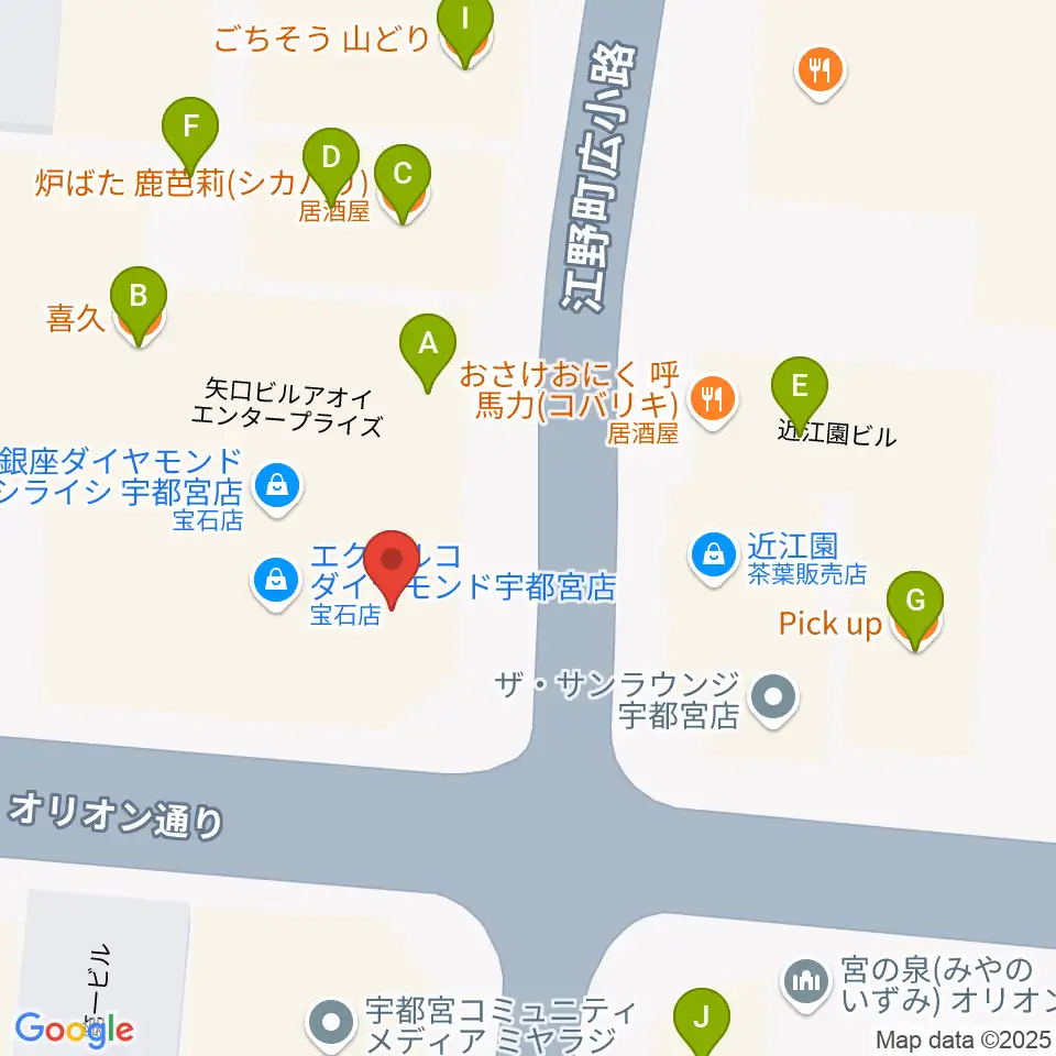 BACK BEAT ギターショップ周辺のファミレス・ファーストフード一覧地図