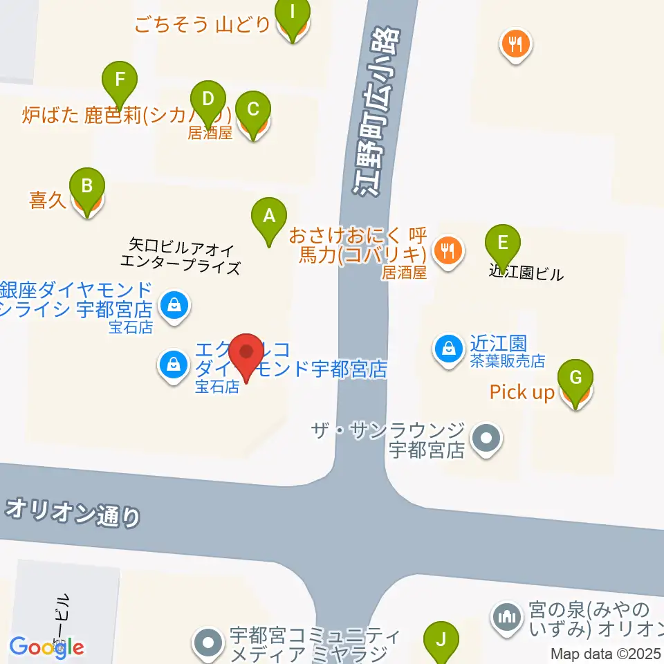 BACK BEAT ギターショップ周辺のファミレス・ファーストフード一覧地図