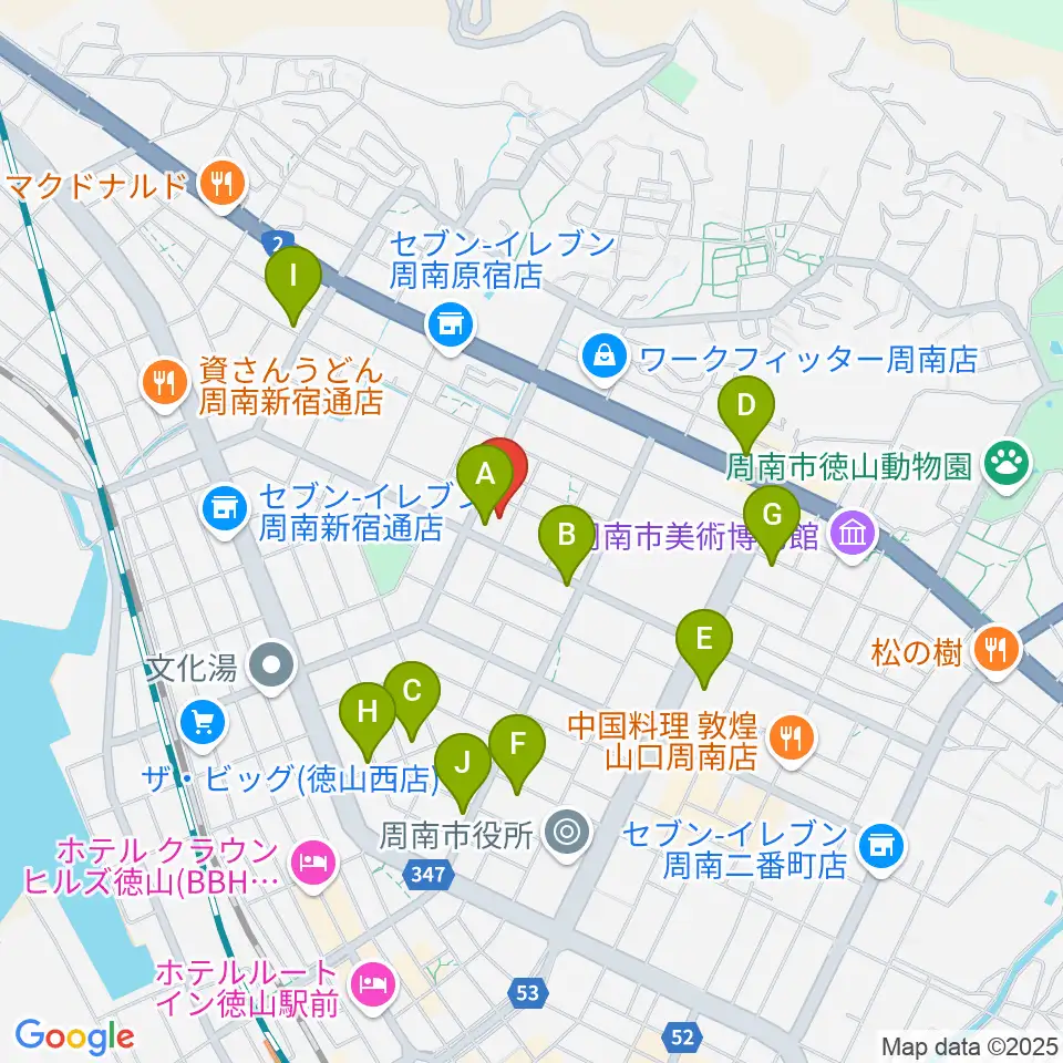 竹勇尺八工房周辺のファミレス・ファーストフード一覧地図