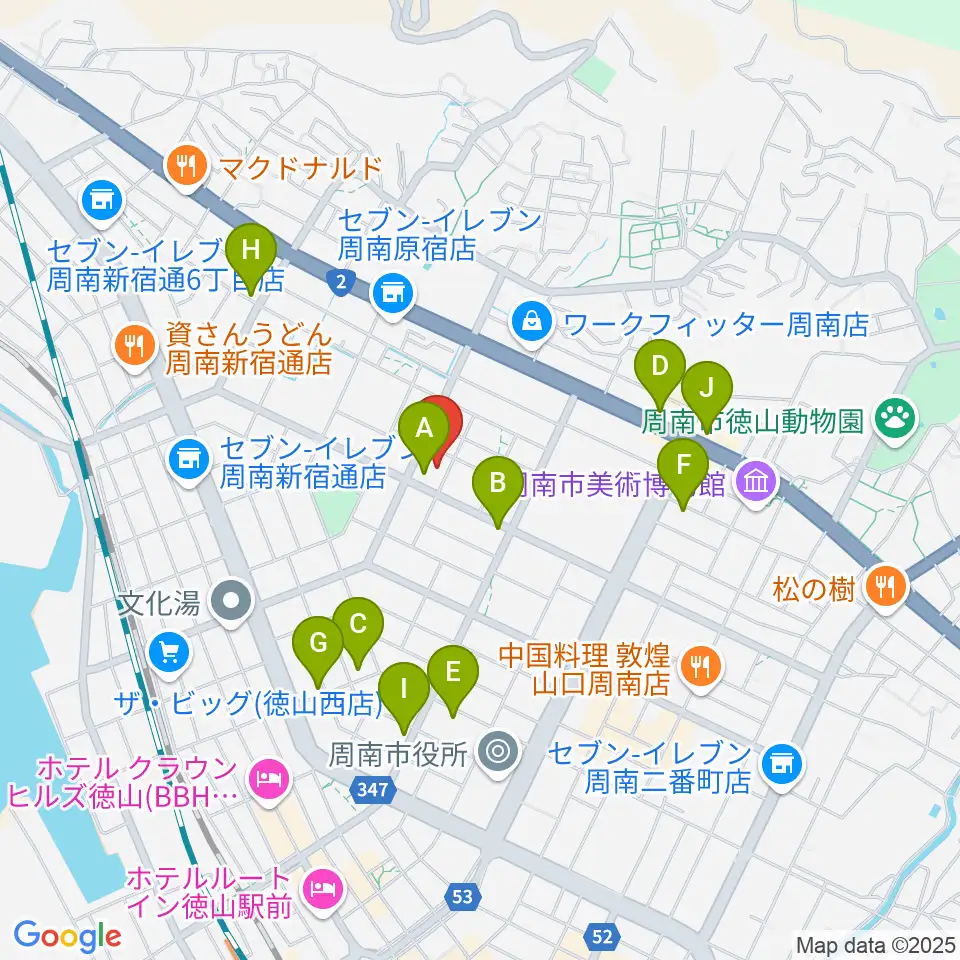 竹勇尺八工房周辺のファミレス・ファーストフード一覧地図