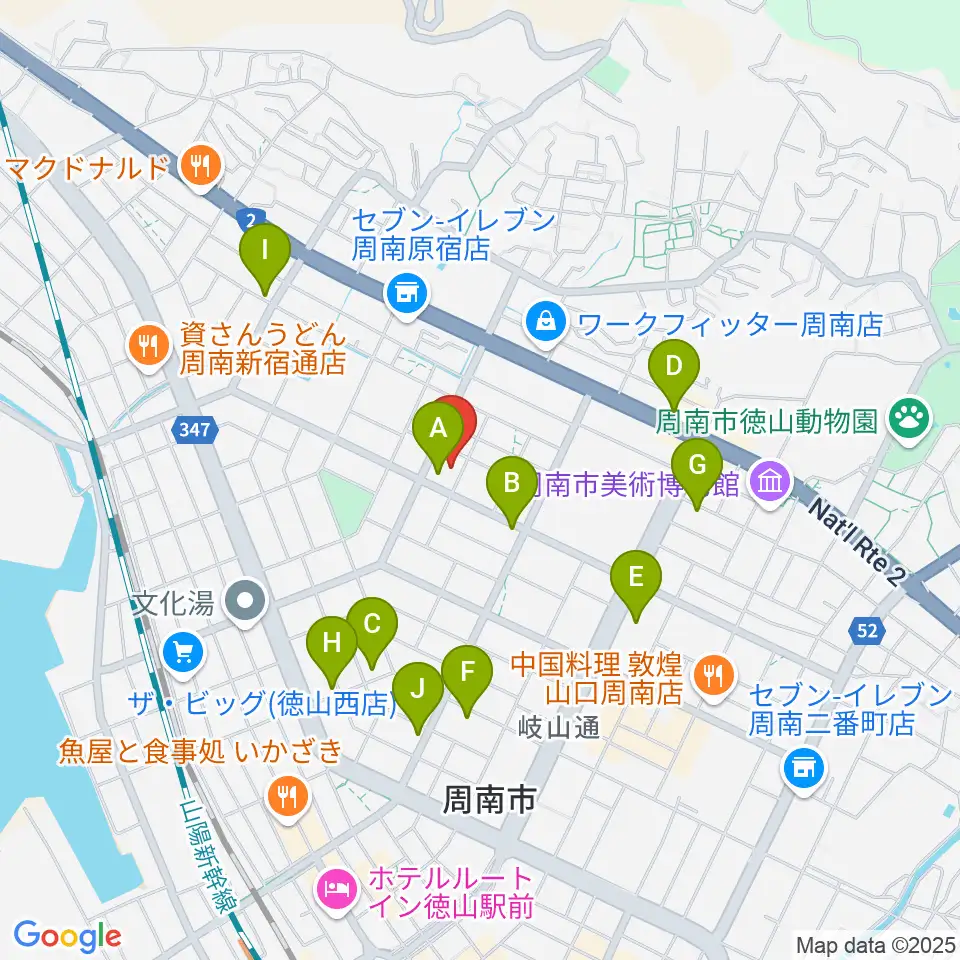 竹勇尺八工房周辺のファミレス・ファーストフード一覧地図