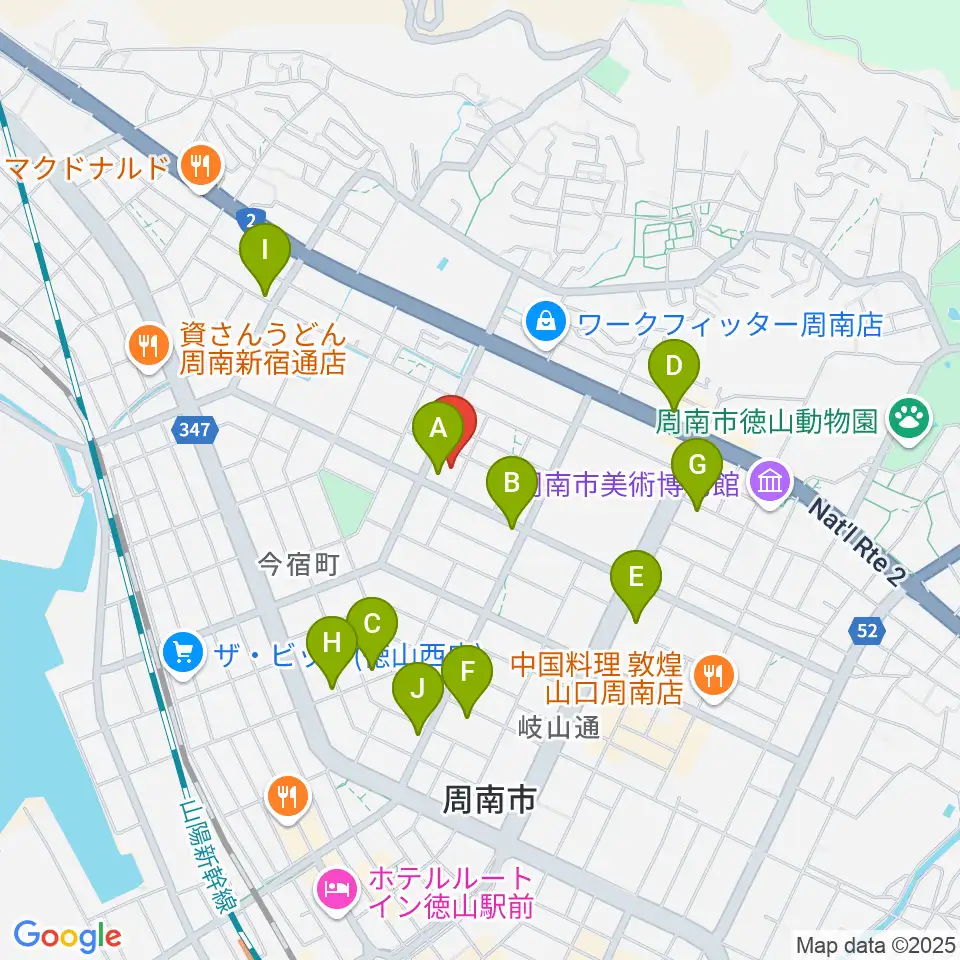 竹勇尺八工房周辺のファミレス・ファーストフード一覧地図