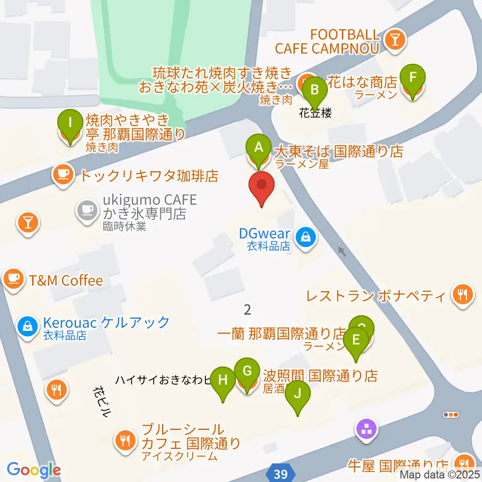 ちんだみ三線店 沖縄本店周辺のファミレス・ファーストフード一覧地図
